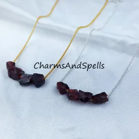 Raw Garnet Necklace, Red Garnet Jewellery, Natural Garnet Jewelry, Raw Birthstone