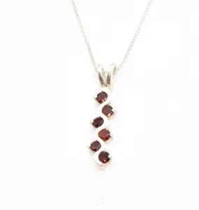 Red Bar Necklace - Natural Garnet Pendant - January Birthstone Necklace