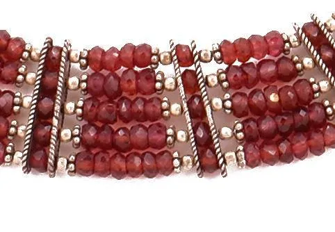 Red Garnet Choker Small 925 Sterling Silver Necklace Natural Gemstones Collar Handcrafted
