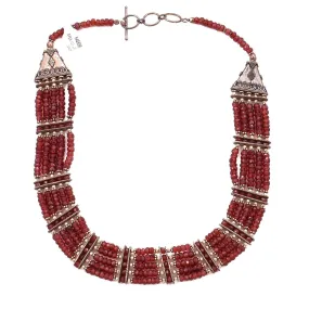 Red Garnet Choker Small 925 Sterling Silver Necklace Natural Gemstones Collar Handcrafted