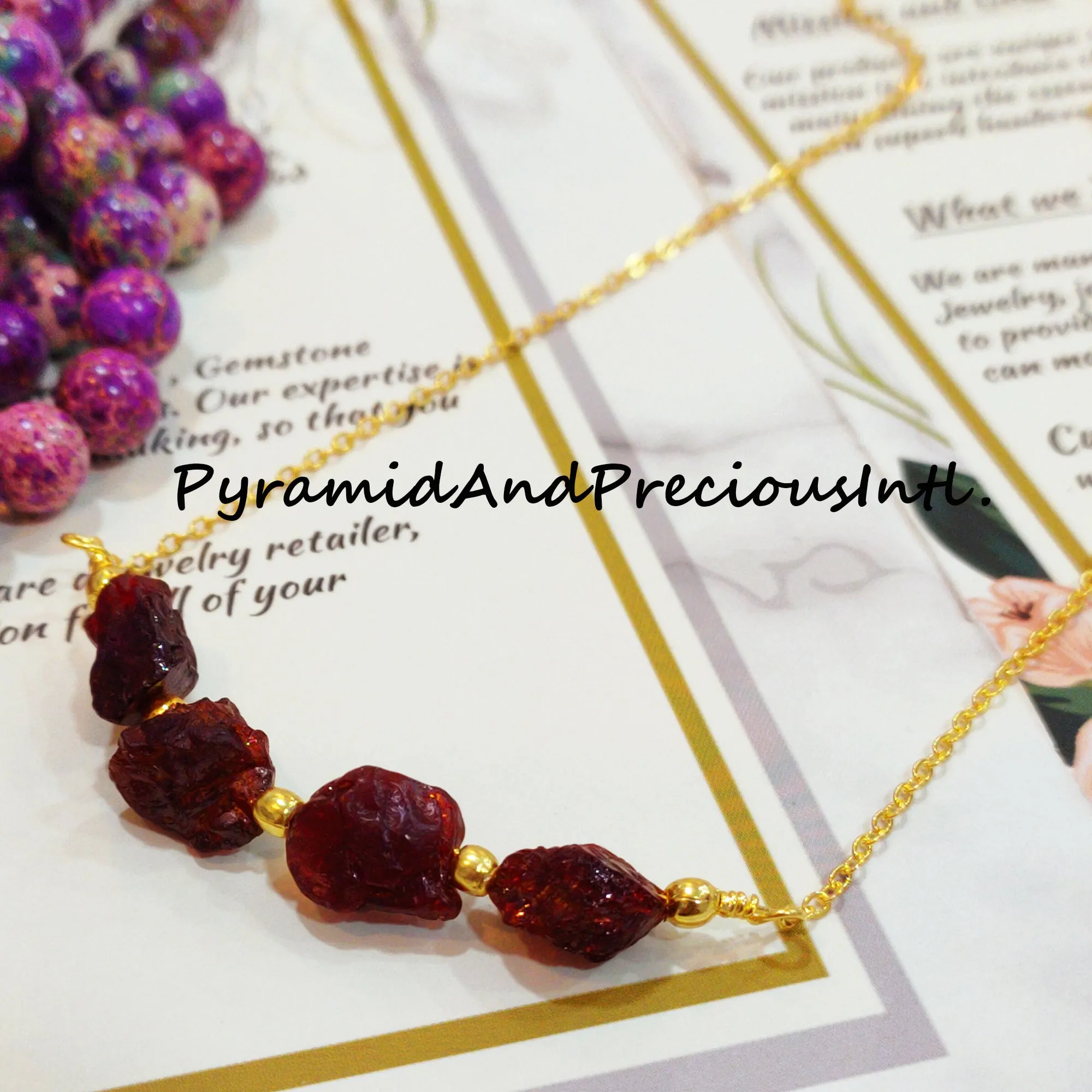 Red Garnet Necklace, Handmade Necklace, January Birthstone