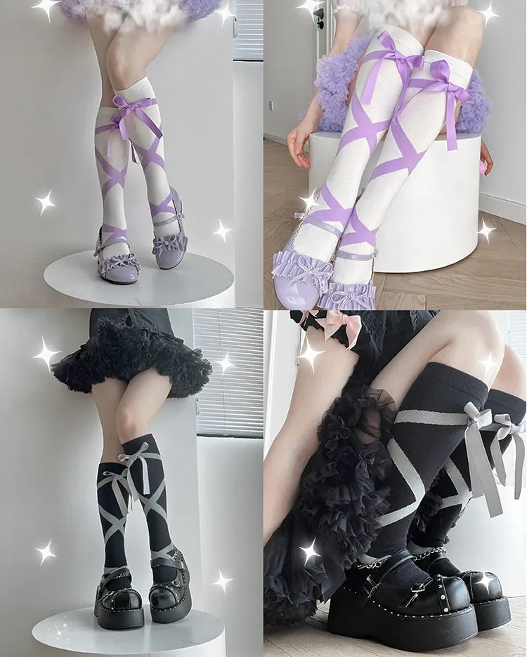 Roji roji~Uniform Cotton Lolita Autumn Calf Socks
