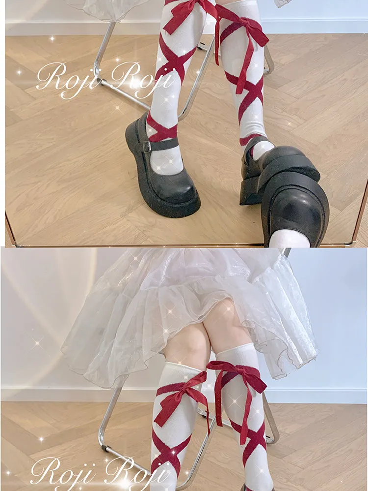 Roji roji~Uniform Cotton Lolita Autumn Calf Socks