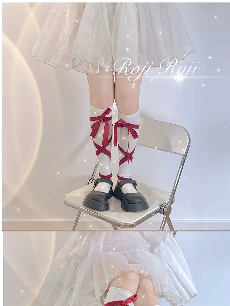 Roji roji~Uniform Cotton Lolita Autumn Calf Socks