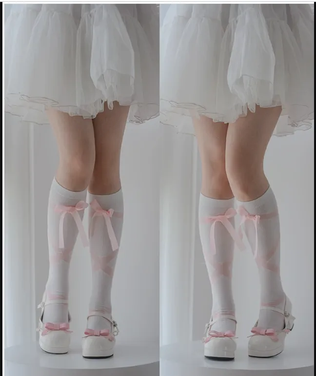Roji roji~Uniform Cotton Lolita Autumn Calf Socks