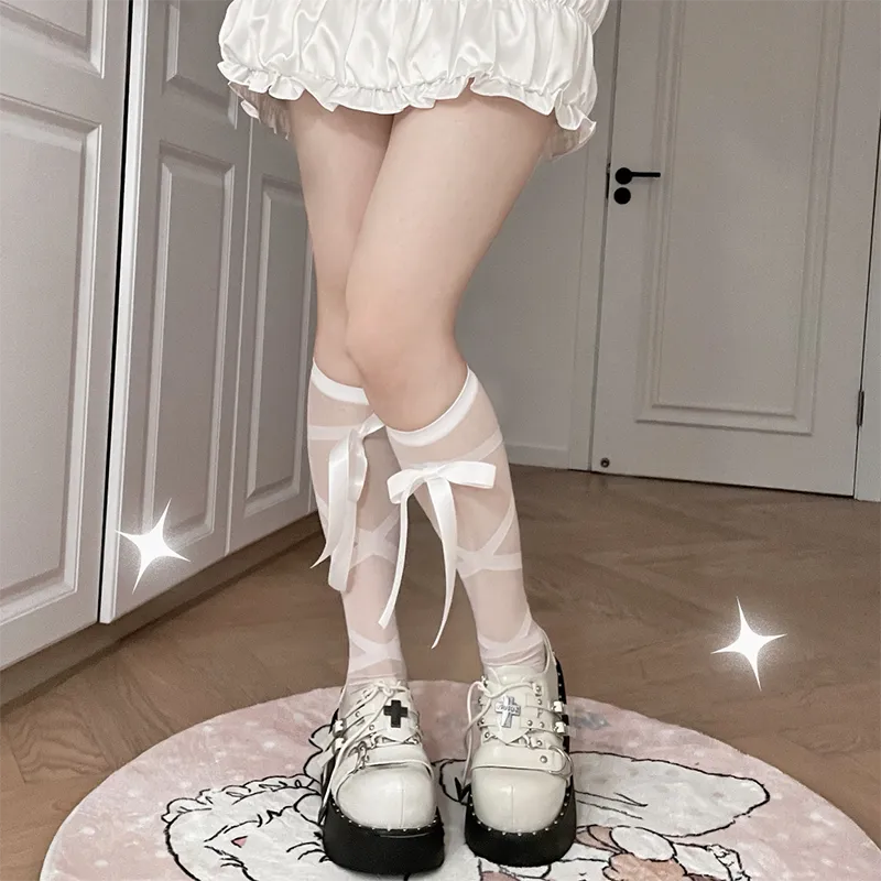 Roji roji~Uniform Cotton Lolita Autumn Calf Socks