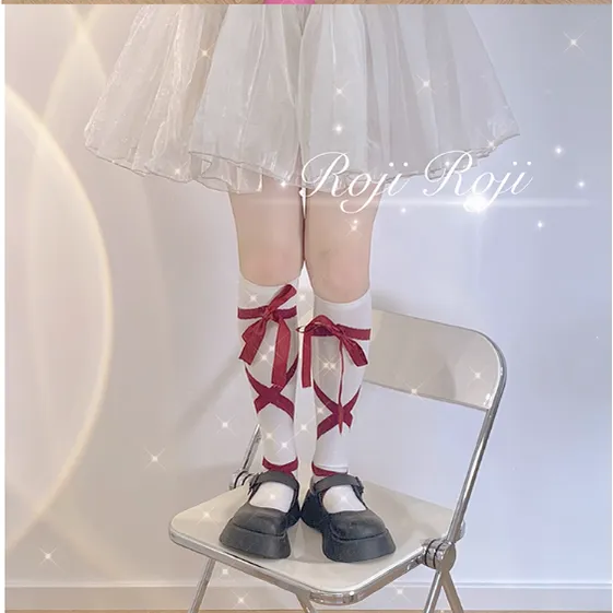 Roji roji~Uniform Cotton Lolita Autumn Calf Socks