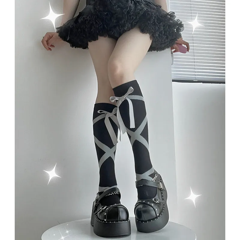 Roji roji~Uniform Cotton Lolita Autumn Calf Socks