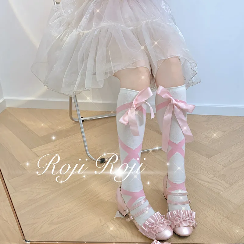 Roji roji~Uniform Cotton Lolita Autumn Calf Socks