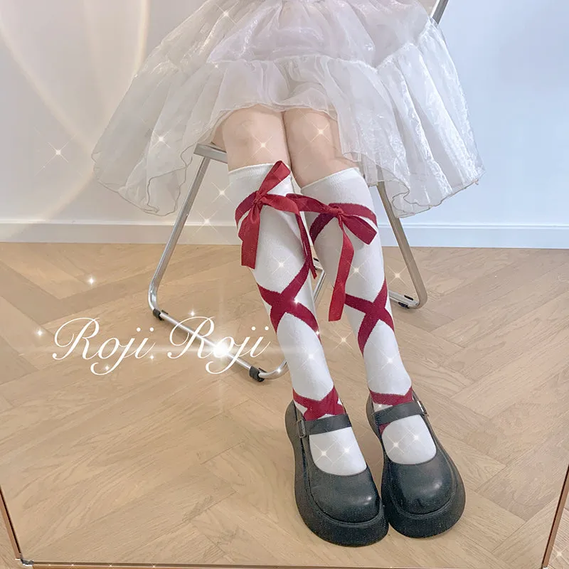 Roji roji~Uniform Cotton Lolita Autumn Calf Socks