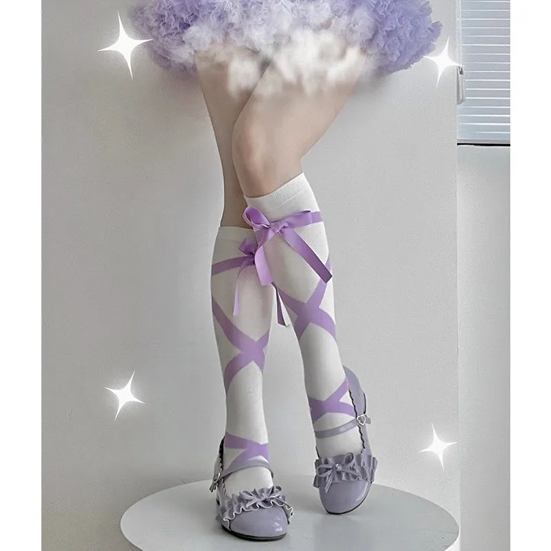 Roji roji~Uniform Cotton Lolita Autumn Calf Socks