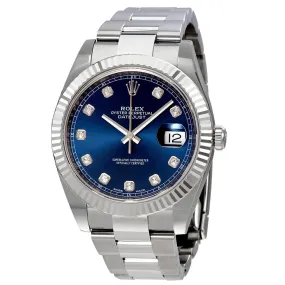 Rolex Datejust 41 Blue Diamond Dial Automatic Men's Watch 126334BLDO