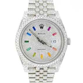 Rolex Datejust 41 with Custom Diamonds & Rainbow Dial