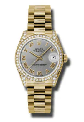 Rolex Datejust Lady 31 Grey Dial 18K Yellow Gold President Automatic Ladies Watch 178158GRP