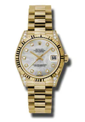 Rolex Datejust Lady 31 Mother Of Pearl Dial 18K Yellow Gold President Automatic Ladies Watch 178238MDP
