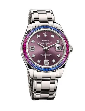 Rolex Datejust Red 'Grape' Diamond Dial 18K White Gold Automatic Men's Watch 86349PUDPM