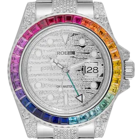Rolex GMT-Master II Steel Diamond Set with custom Rainbow Bezel 116710LN