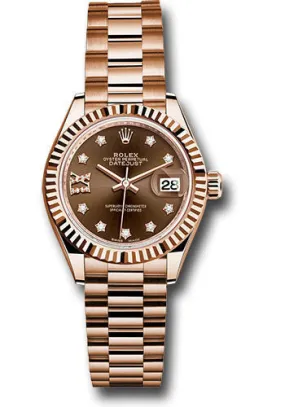 Rolex Lady Datejust Chocolate Dial 18K Everose Gold Diamond Automatic Watch 279175CHRDP