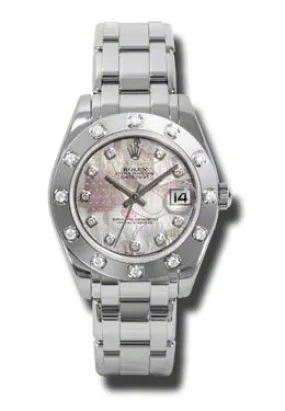 Rolex Lady-Datejust Pearlmaster Gold Dust Dream Mother Of Pearl Diamond Dial 18K White Gold Automatic Ladies Watch 81319GDDPM