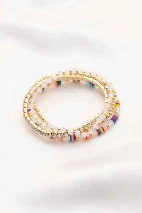 Rubber Disc Rhinestone Beaded Bracelet