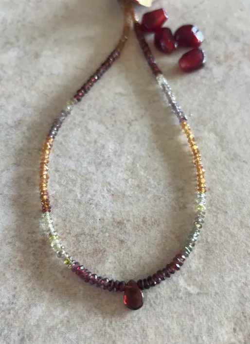 Seeds   Stones | Garnet Multi Colored Seed Bead Pendant