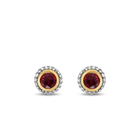 Silver & 18K Gold Prosecco Garnet Stud Earrings