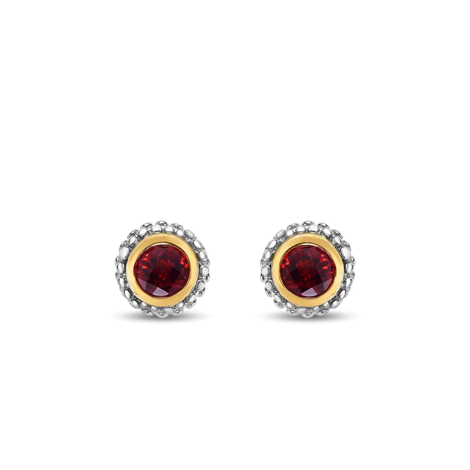 Silver & 18K Gold Prosecco Garnet Stud Earrings