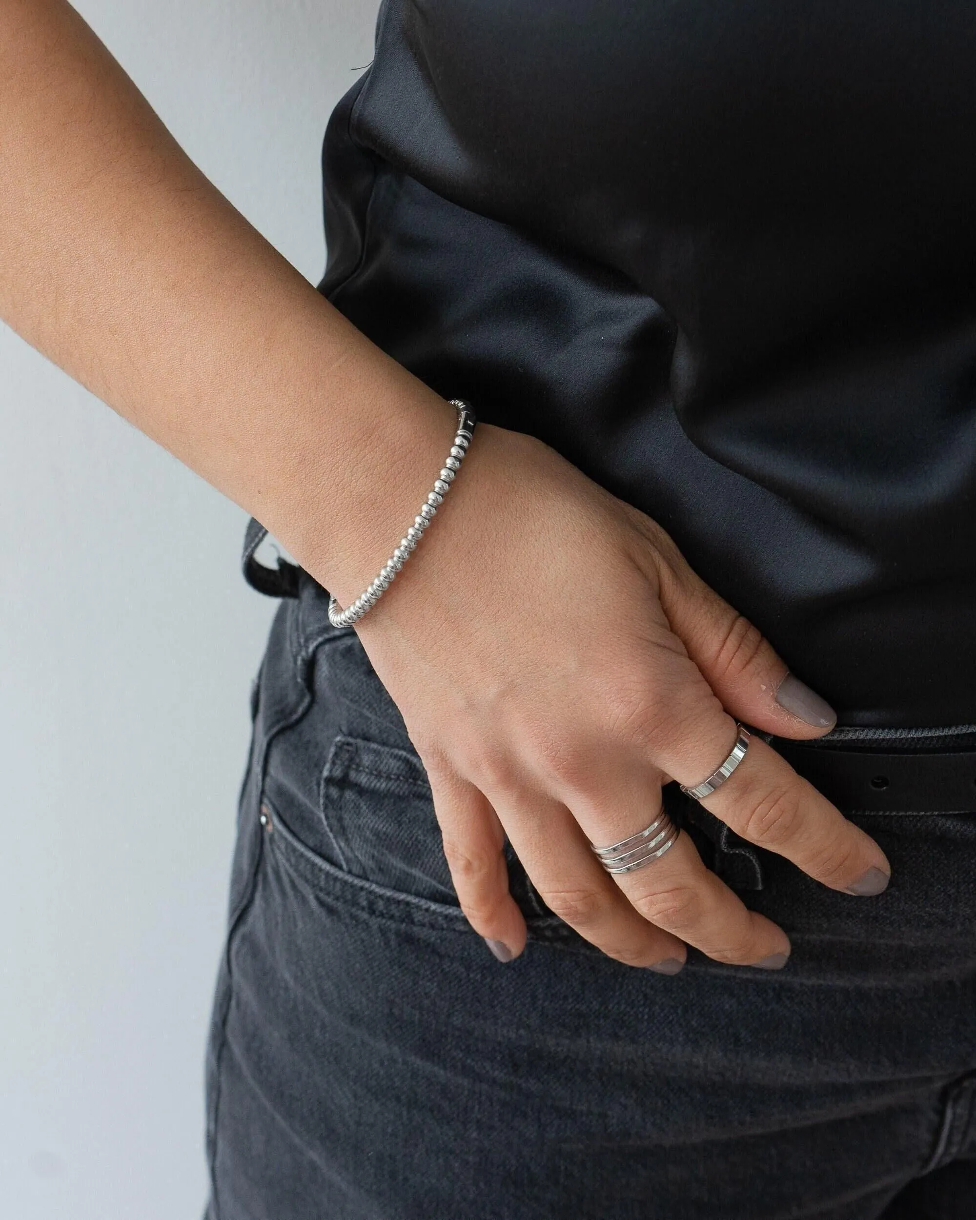 Silver Beaded Bangle