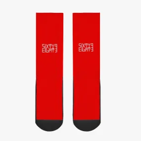 Sixty Eight 93 Logo White Red Reinforced Sports Socks