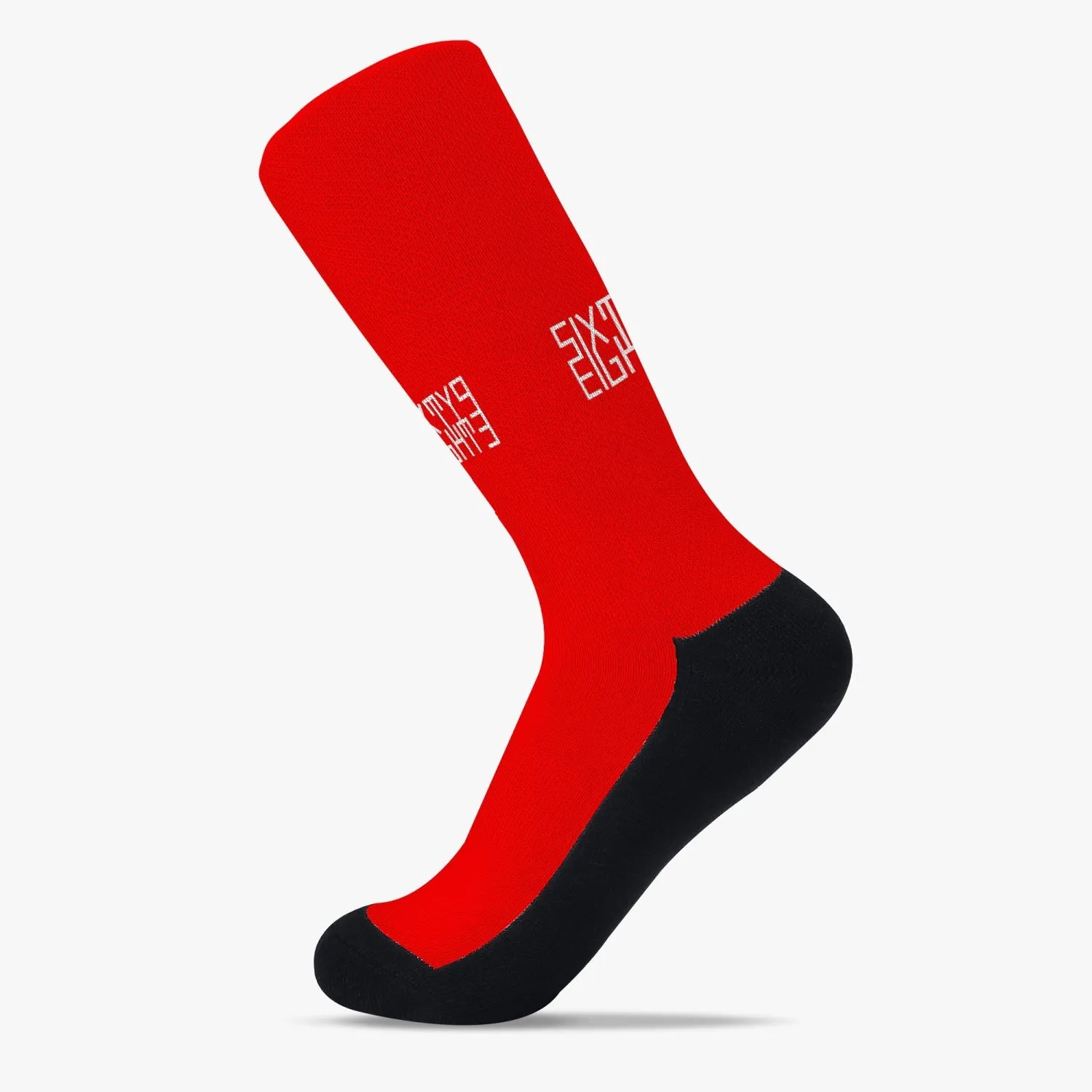 Sixty Eight 93 Logo White Red Reinforced Sports Socks