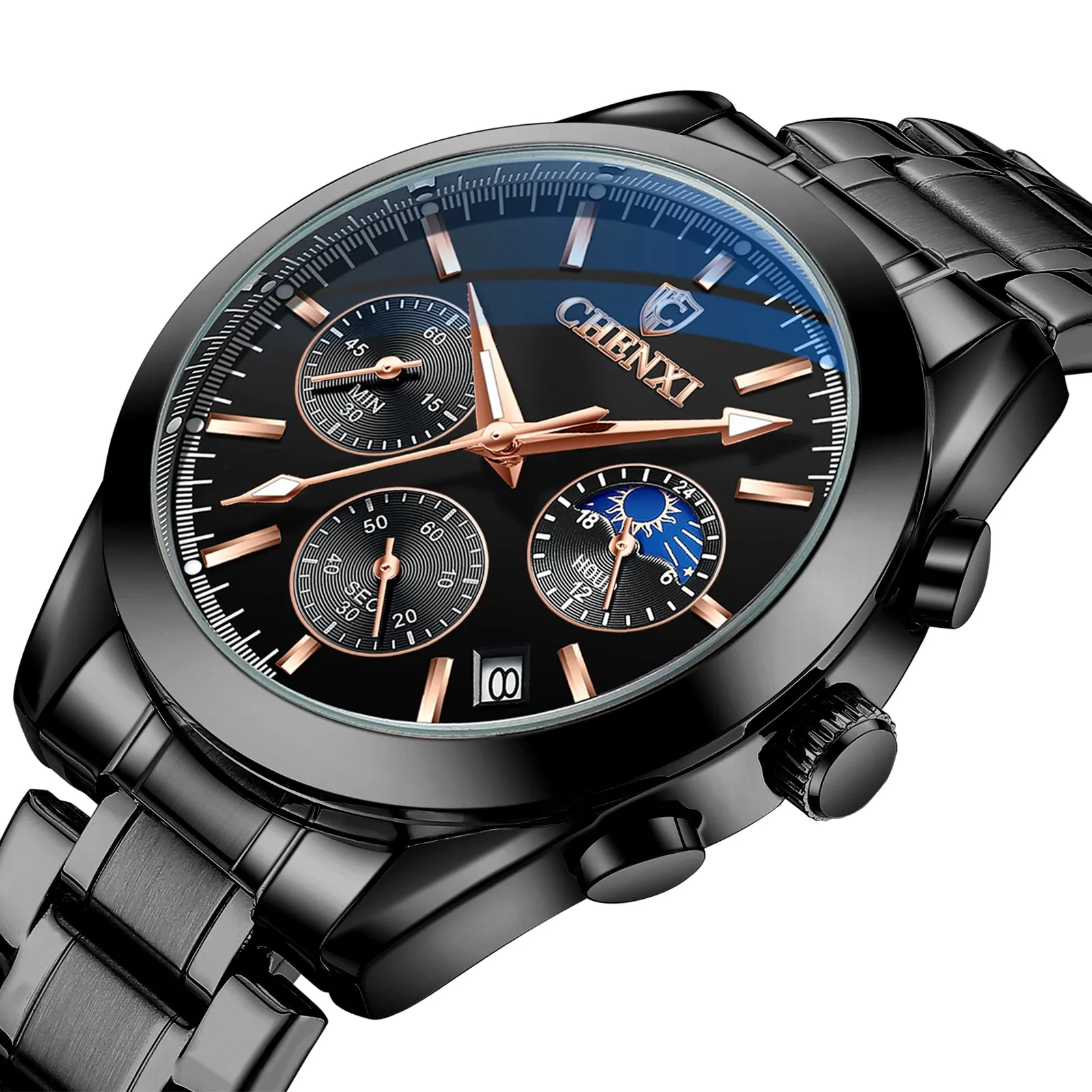 Small six-pin moon phase calendar quartz watch W28CX8905S