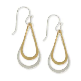 Small Two Tone Double Teardrop Earring