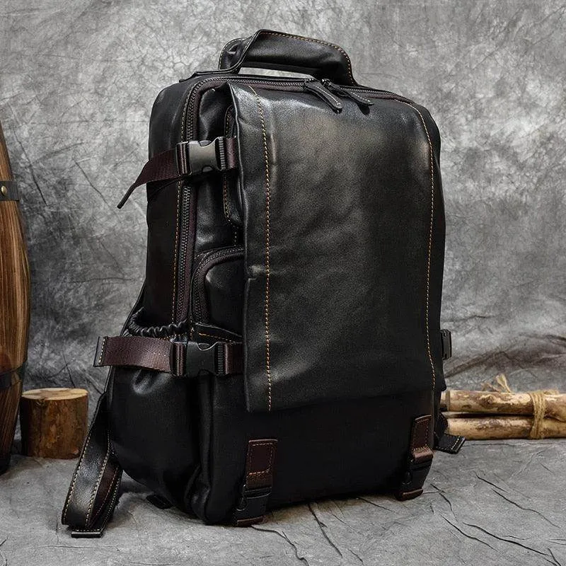 Soft Leather Backpacks Travel Bags For Men Genuine Leather