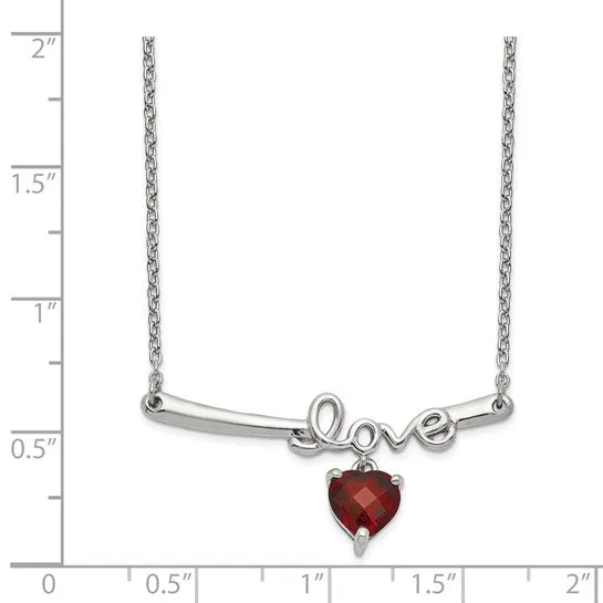 Sterling Silver Garnet Heart Love Choker Necklace Chain