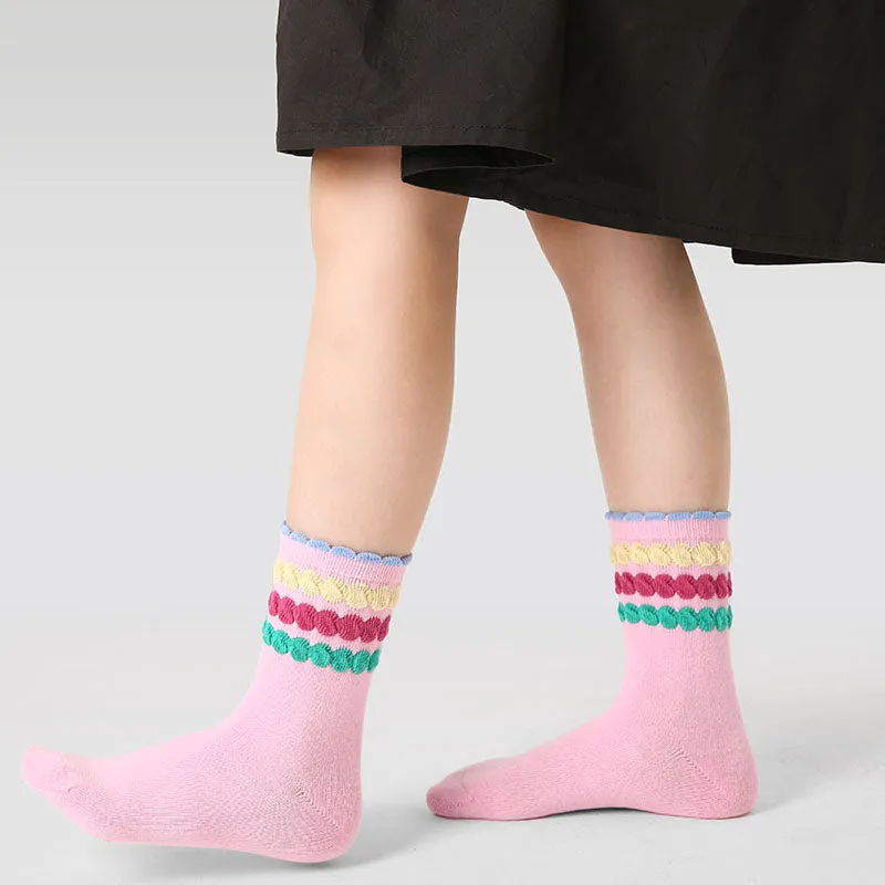 Sweetnana 5-Pack "Colorful Winter" Series Children's Cotton Socks: Warm Socks for Autumn/Winter, Kids Cozy Ankle Socks Colorful and Cute.