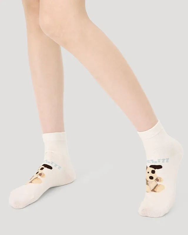 Sweetnana 5-Pack "Cute Party" Series Spring/Summer Women's Cotton Seamless Socks: Cartoon Animal Pattern Ankle Socks, Breathable Thin Socks, Mesh Trendy Socks.