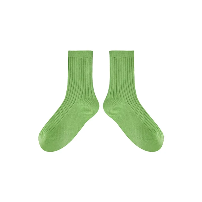 Sweetnana 5-Pack Solid Color Cotton Kids Socks for Spring/Summer, Colorful Socks, Seamless Socks.