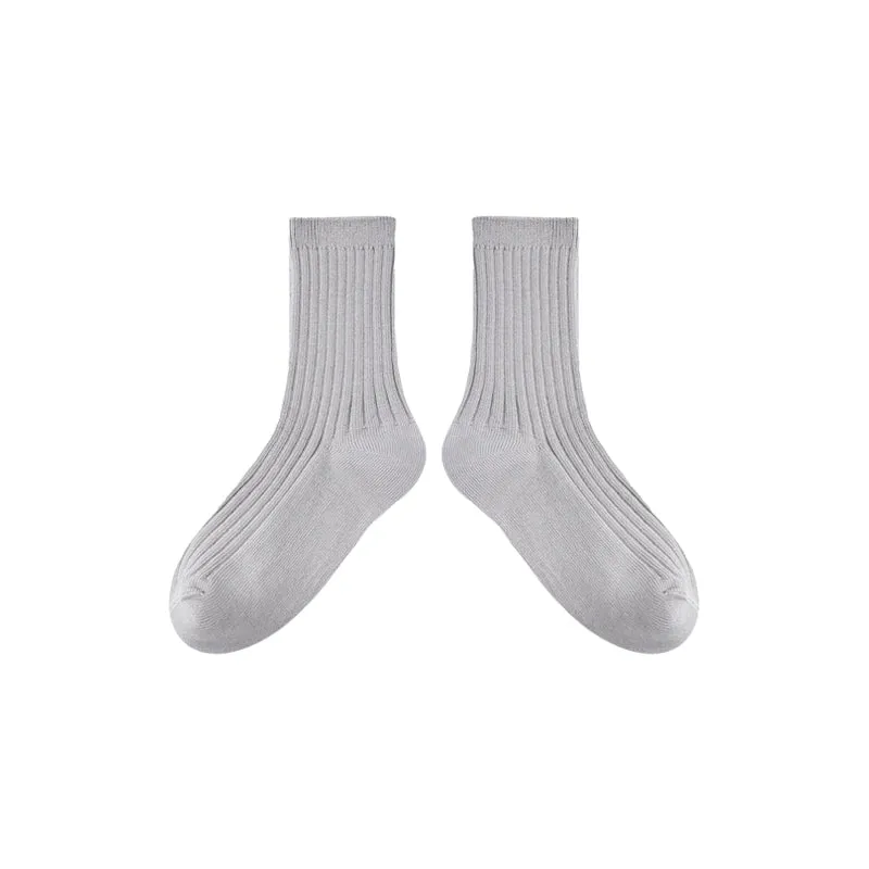 Sweetnana 5-Pack Solid Color Cotton Kids Socks for Spring/Summer, Colorful Socks, Seamless Socks.