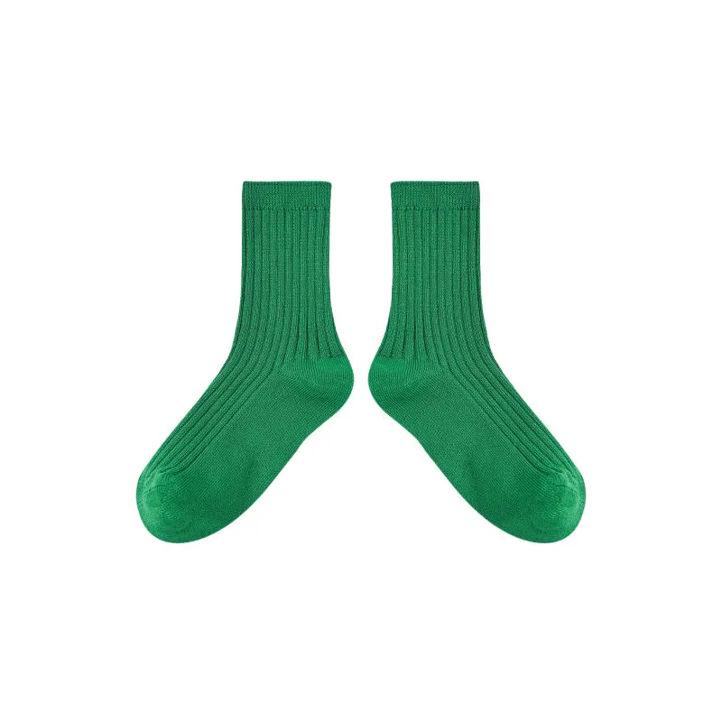 Sweetnana 5-Pack Solid Color Cotton Kids Socks for Spring/Summer, Colorful Socks, Seamless Socks.