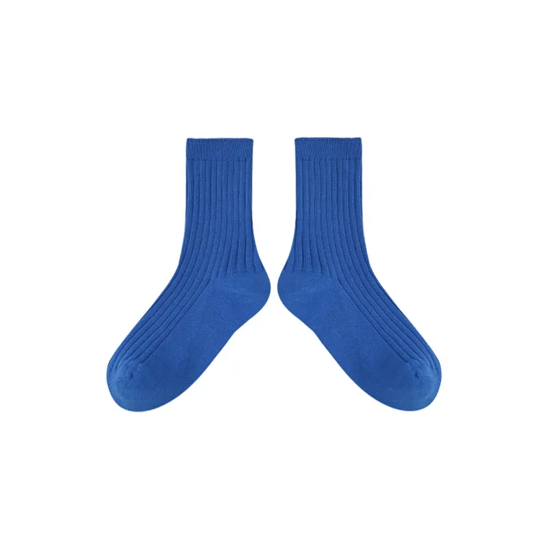 Sweetnana 5-Pack Solid Color Cotton Kids Socks for Spring/Summer, Colorful Socks, Seamless Socks.