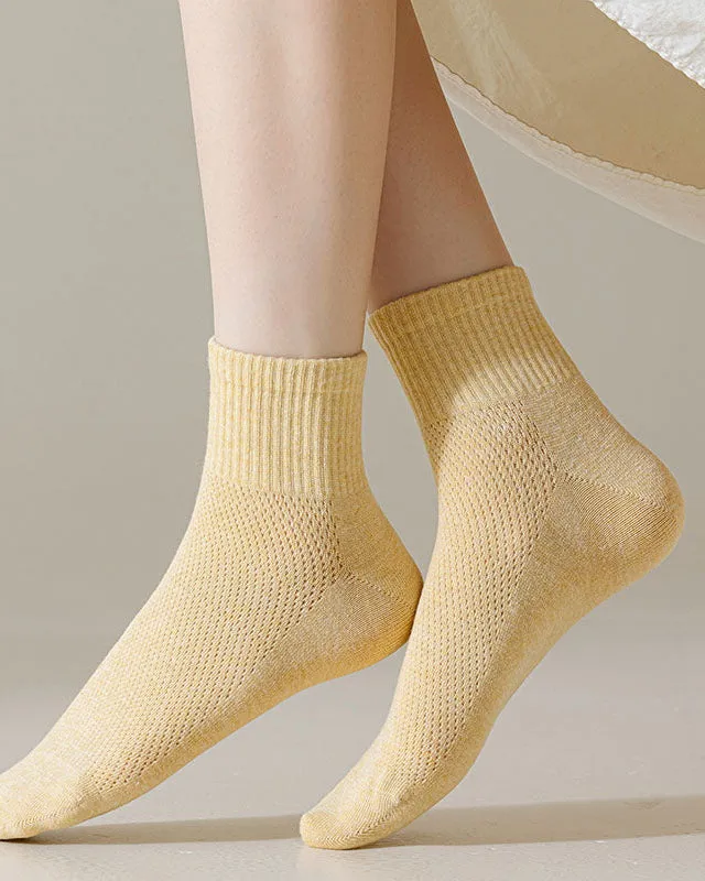 Sweetnana Ankle Socks for Women Mesh Breathable Casual Socks Cozy Seamless Socks Muticolor Cotton Athletic Socks