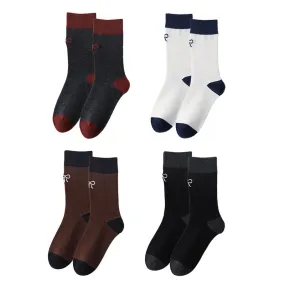 Sweetnana Color-Block Embroidered Crew Socks for Women Fashion Versatile Socks Cotton Seamless Socks