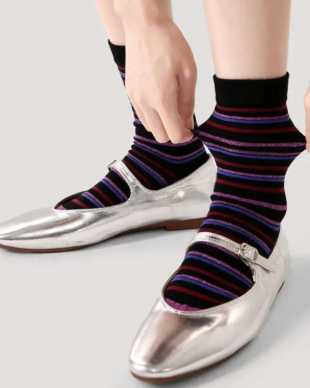 Sweetnana F/W Trendy Socks for Women, Horizontal Stripe Socks Crew Socks, Cozy Cotton Socks