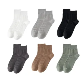 Sweetnana Men's Solid Color Socks Cotton Crew Socks Multicolor Casual Socks Cozy Seamless Socks