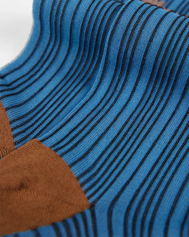 Sweetnana Spring/Summer Woman's Glass Stockings with stripe, Retro, Contrast Color Thin Slouch Socks, Breathable, Comfort, Mid-calf Seamless Socks.
