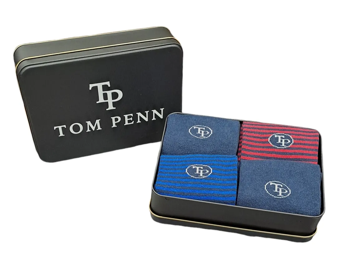 Tom Penn Men's 4-Pack Socks In Tin Gift Set
