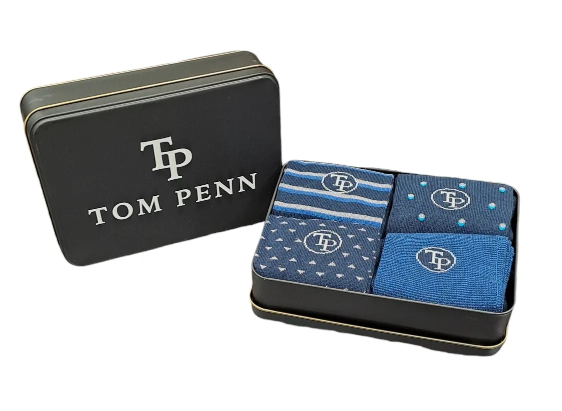 Tom Penn Men's 4-Pack Socks In Tin Gift Set