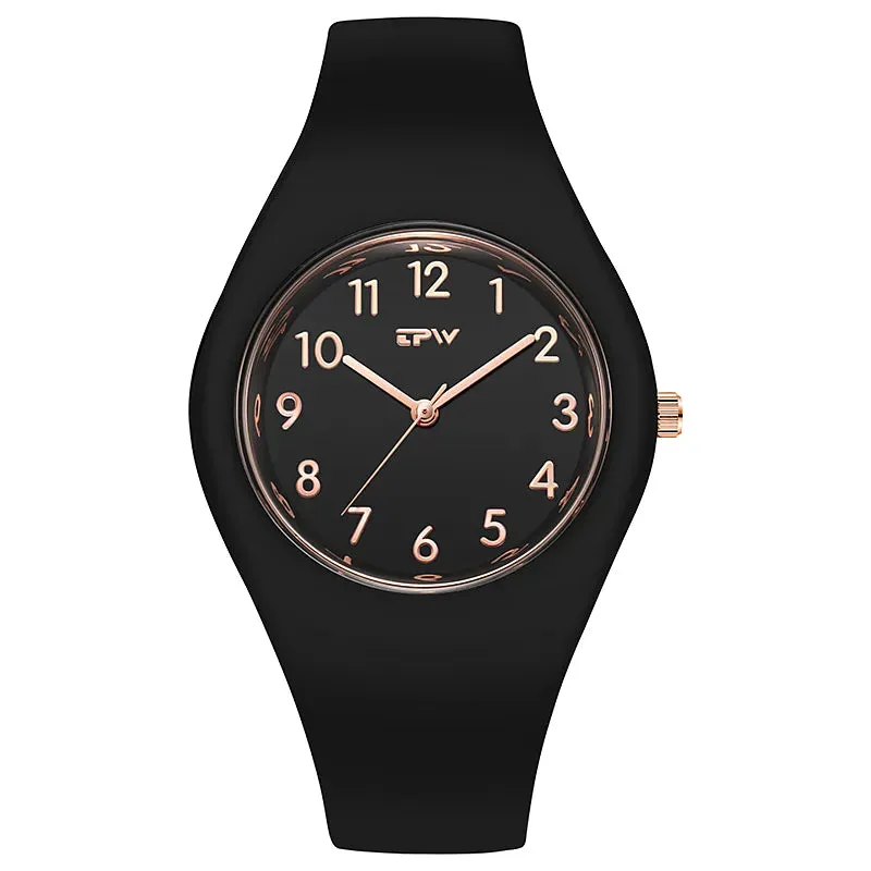 Trendy Full Size Waterproof 40mm Rubber Strap Skin Friendly Watch