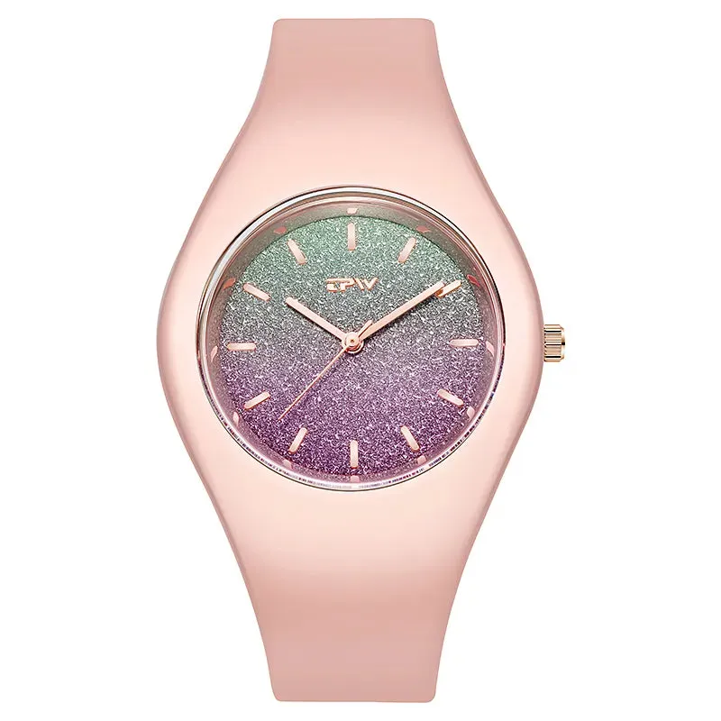 Trendy Full Size Waterproof 40mm Rubber Strap Skin Friendly Watch