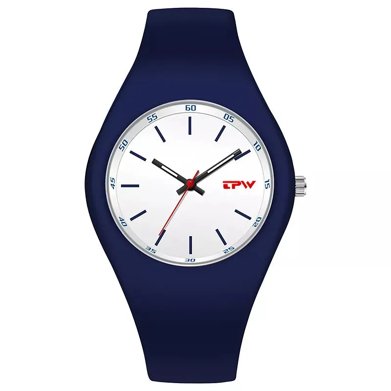 Trendy Full Size Waterproof 40mm Rubber Strap Skin Friendly Watch